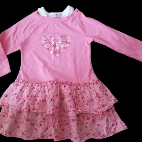 * WHO DO YOU LOVE Pink Long Sleeved Tiered Skirt Dress Girls Size 2T - Picture 4 of 5